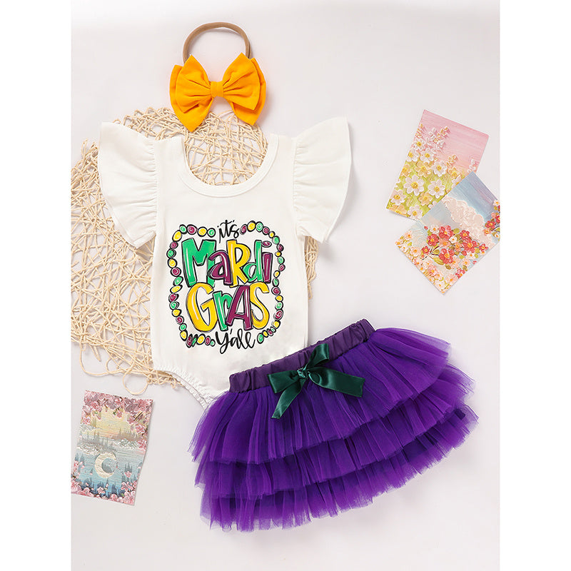 Mardi Gras Baby Girl Outfit – Bodysuit, Tutu & Headband