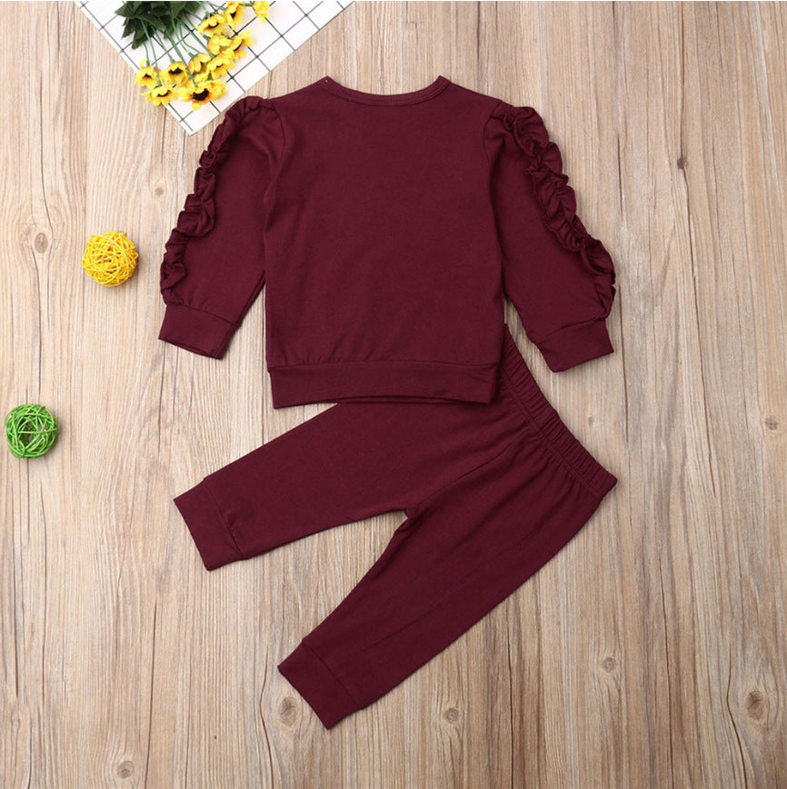 Newborn Baby Ruffle Outfit 2PCS – Fall Jumper & Pants