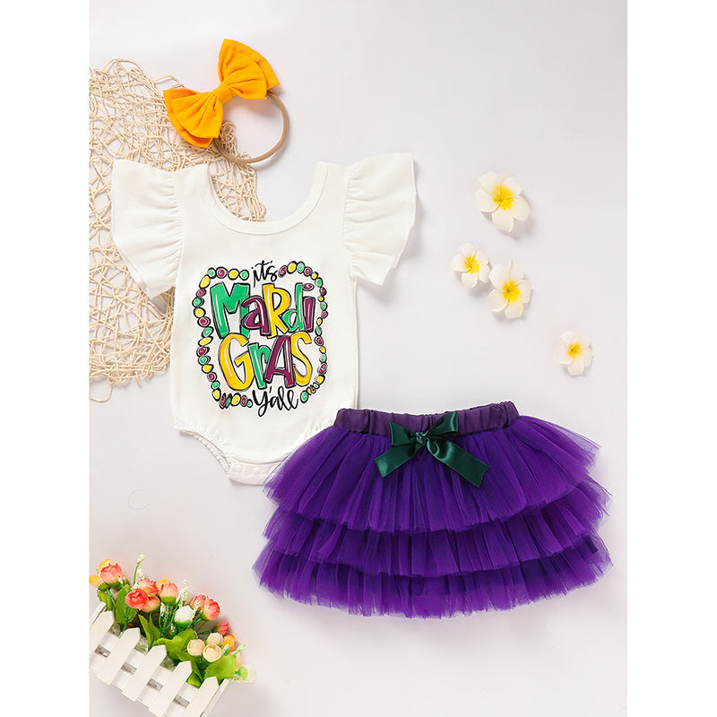Mardi Gras Baby Girl Outfit – Bodysuit, Tutu & Headband