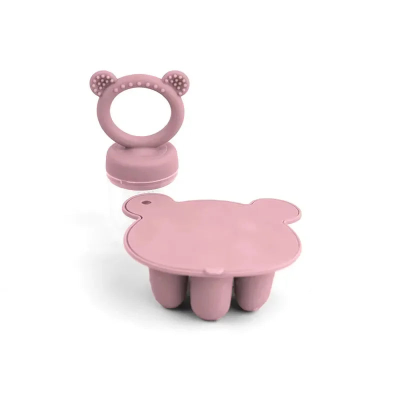 Bear Baby Feeding Set – Fruit Feeder & Silicone Freezer Trays for Milk & Puree