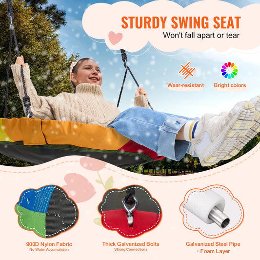 Kids Saucer Tree Swing – 750lbs Round Outdoor Seat with Adjustable Straps