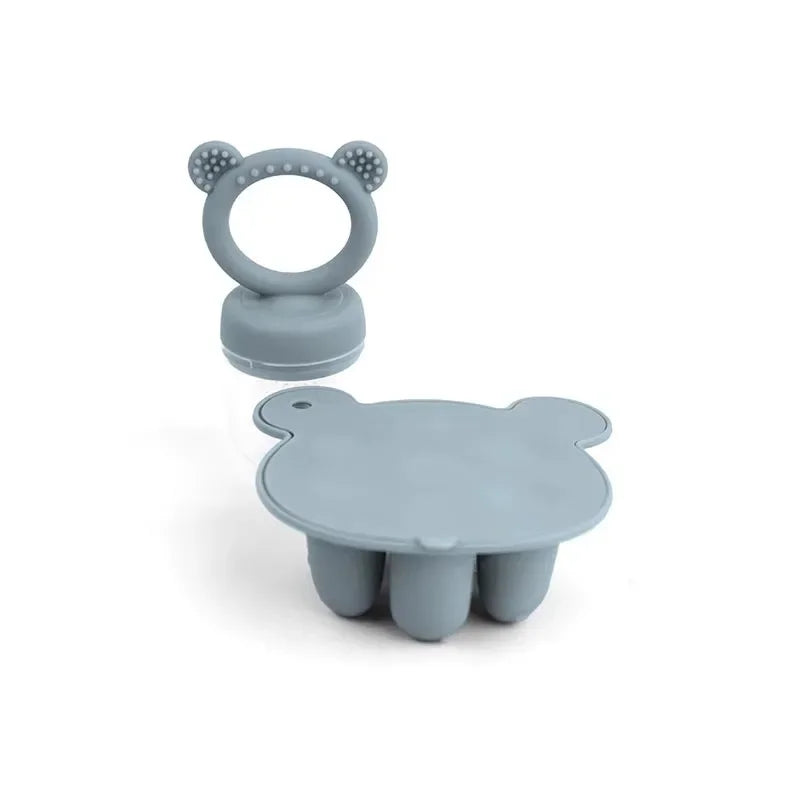 Bear Baby Feeding Set – Fruit Feeder & Silicone Freezer Trays for Milk & Puree