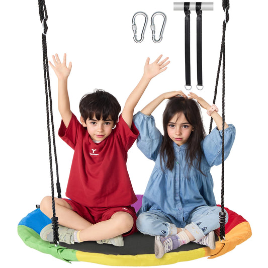 Kids Saucer Tree Swing – 750lbs Round Outdoor Seat with Adjustable Straps