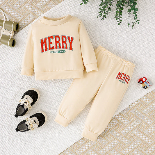 Baby Girl Christmas Outfit – Merry Sweatshirt & Pants Set