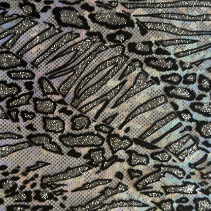 Cheetah Metallic Flocking Hologram Glitter Fabric in Nylon Spandex | Spandex Palace