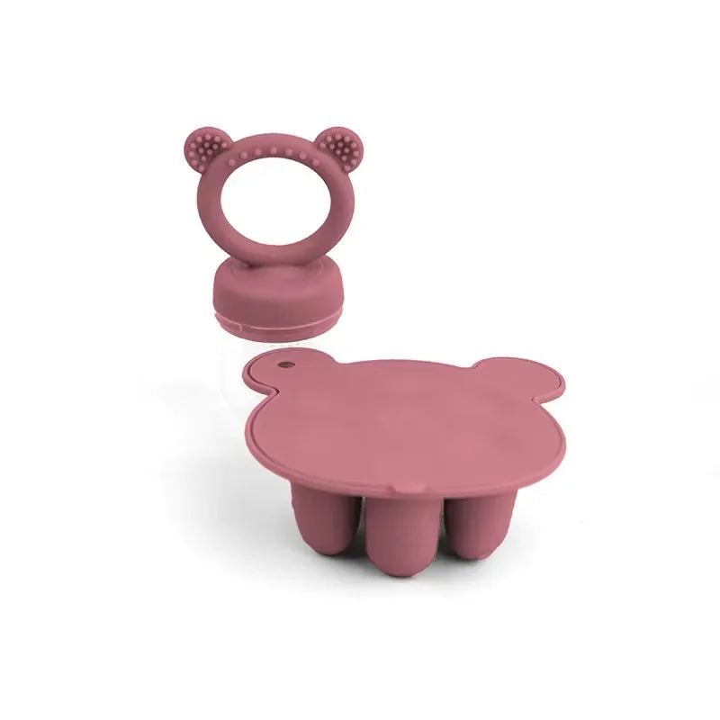 Bear Baby Feeding Set – Fruit Feeder & Silicone Freezer Trays for Milk & Puree