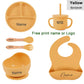 6PCS Silicone Baby Feeding Set – Bowl, Plate, Bib, Cup & Utensils