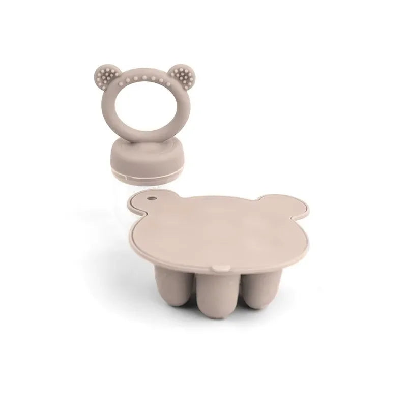 Bear Baby Feeding Set – Fruit Feeder & Silicone Freezer Trays for Milk & Puree