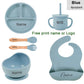 6PCS Silicone Baby Feeding Set – Bowl, Plate, Bib, Cup & Utensils