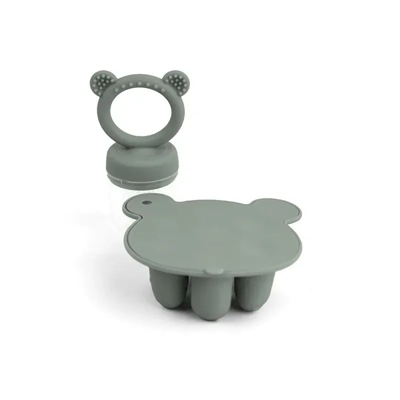 Bear Baby Feeding Set – Fruit Feeder & Silicone Freezer Trays for Milk & Puree