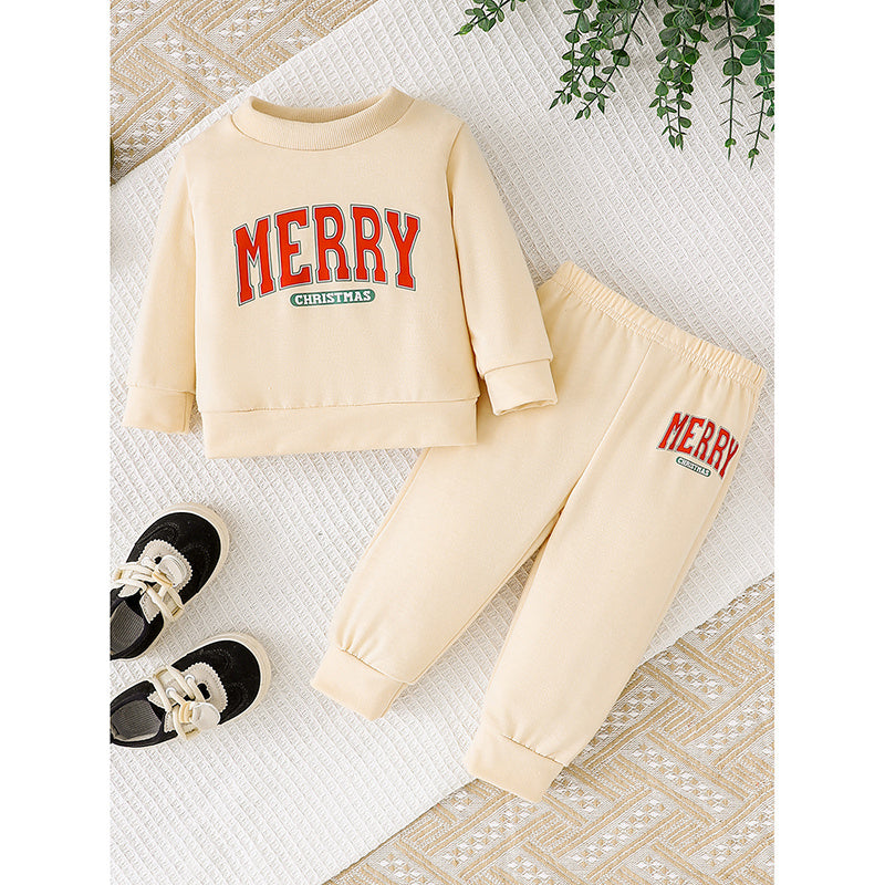 Baby Girl Christmas Outfit – Merry Sweatshirt & Pants Set